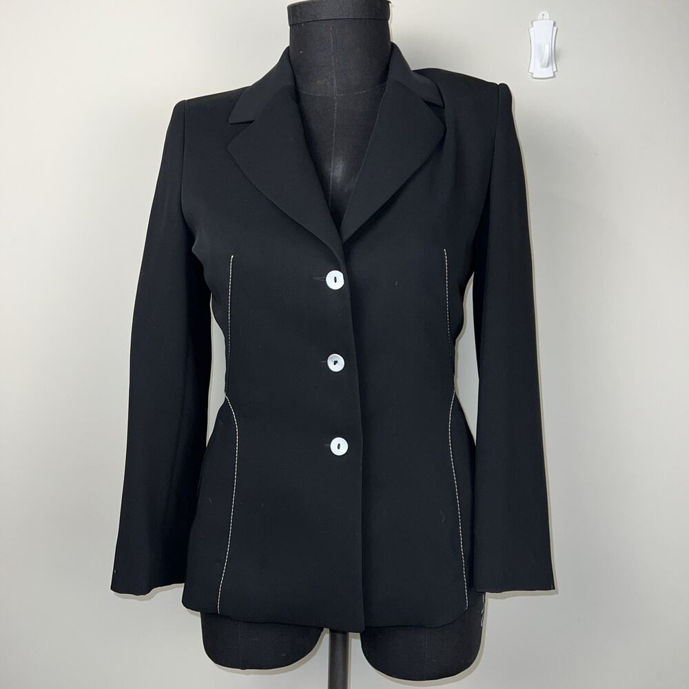 SURABAYA Women Business Jacket Navy w Ivory Trimming And Buttons Sz: 1.